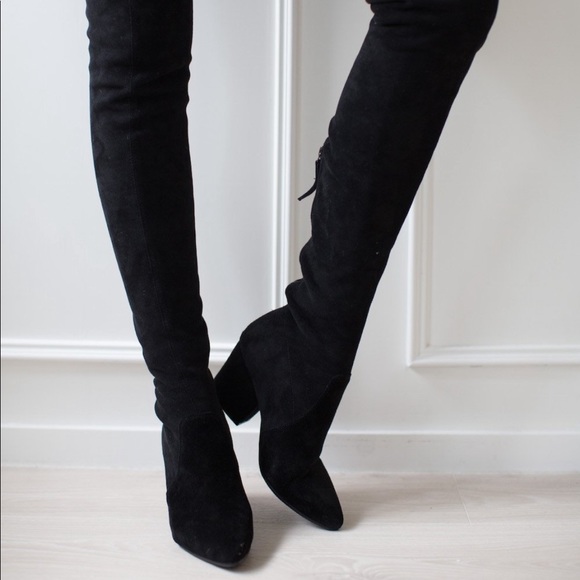 ‘Ellis’ over the knee suede black boots - Picture 2 of 2